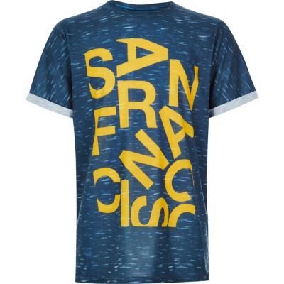 Boys navy San Fran print t-shirt